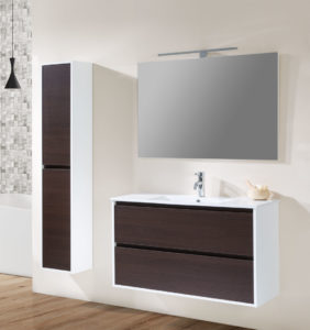 bathroom set with backlit mirror